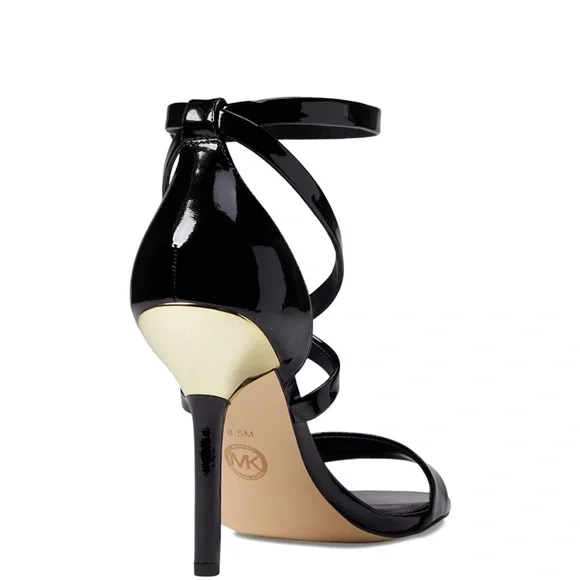 Michael Kors Black Patent Faux Leather Astrid Sandal with Box, Women’s Size 5.